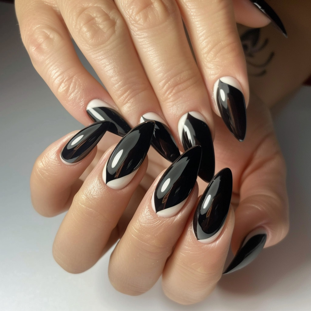 black-and-white-nails