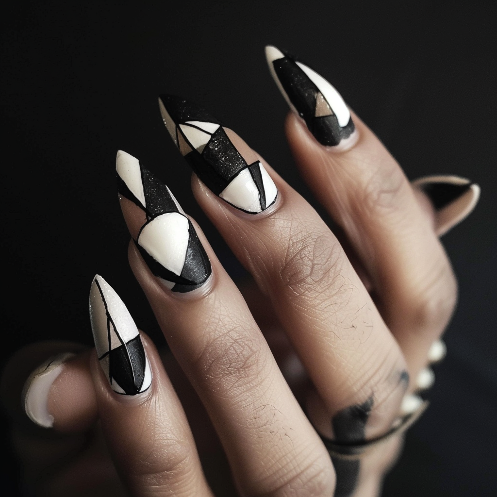 black-and-white-nails