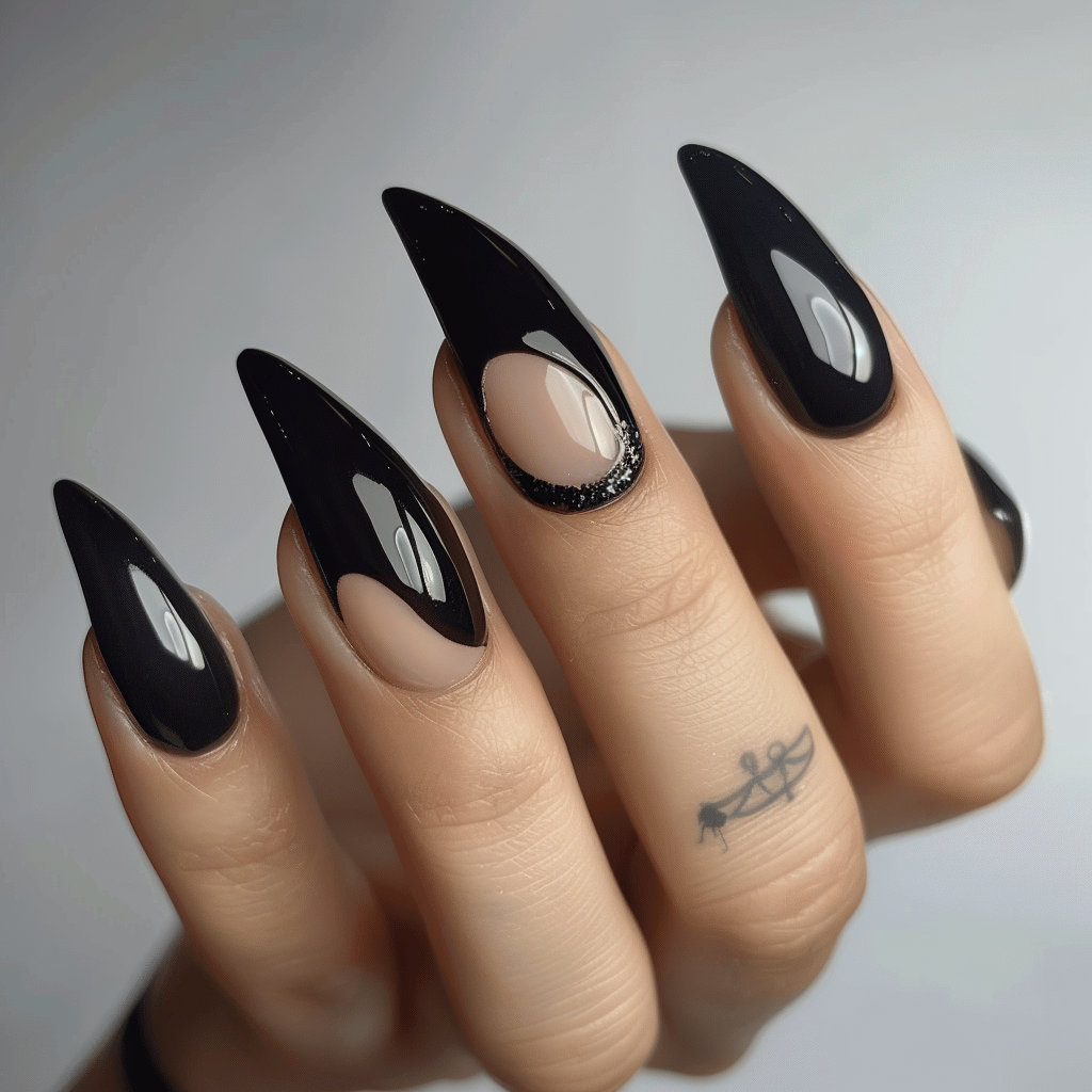 black-french-tip-nails
