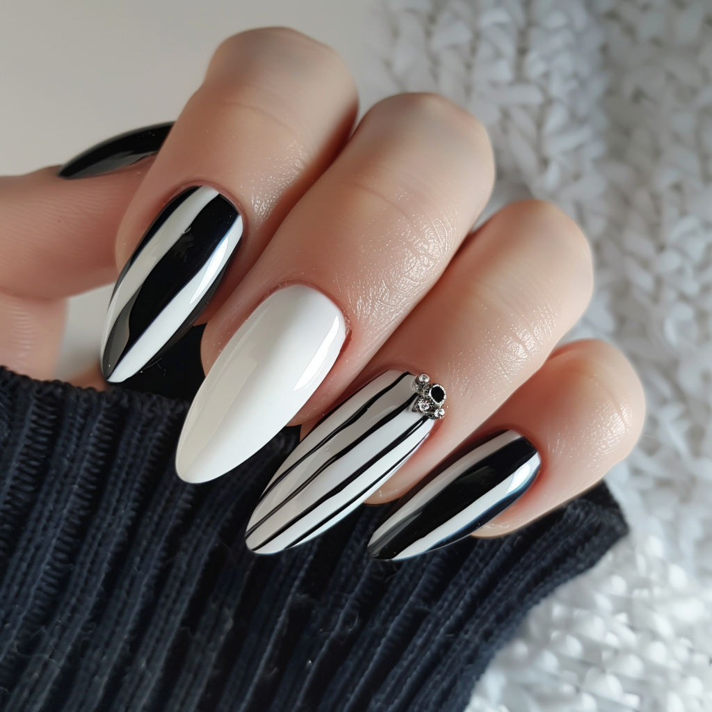 black-and-white-nails