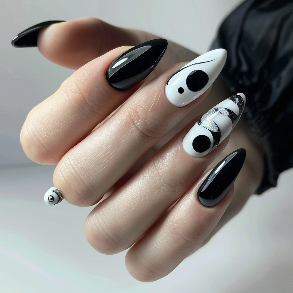 black-and-white-nails