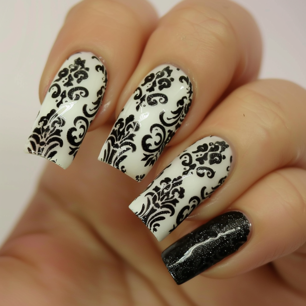 black-and-white-nails