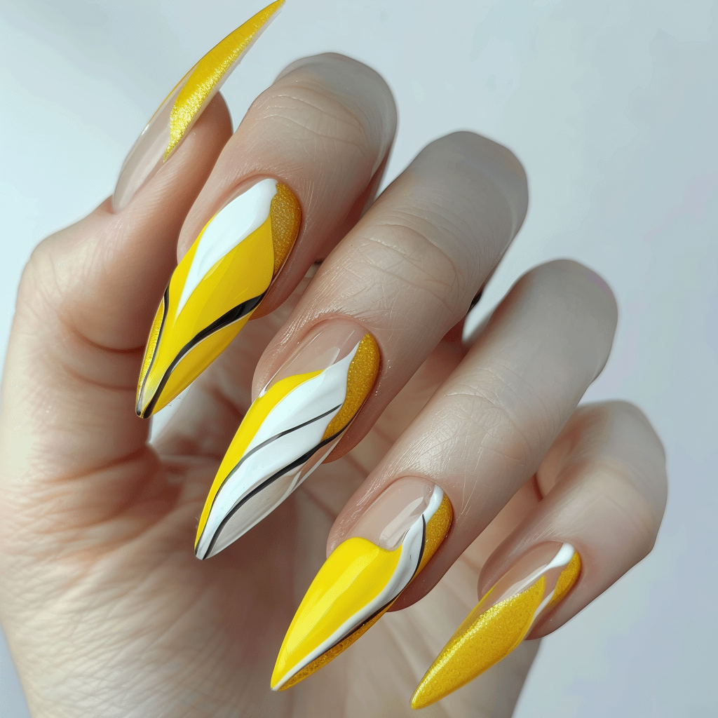 Negative Space Yellow Nails