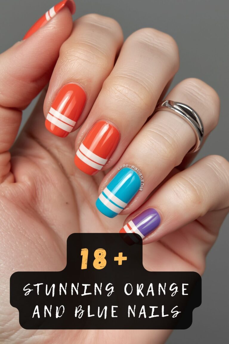 Eye-Catching Orange And Blue Nails To Elevate Your Style