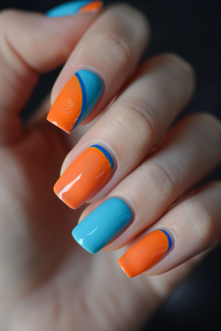 orange-and-blue-nails
