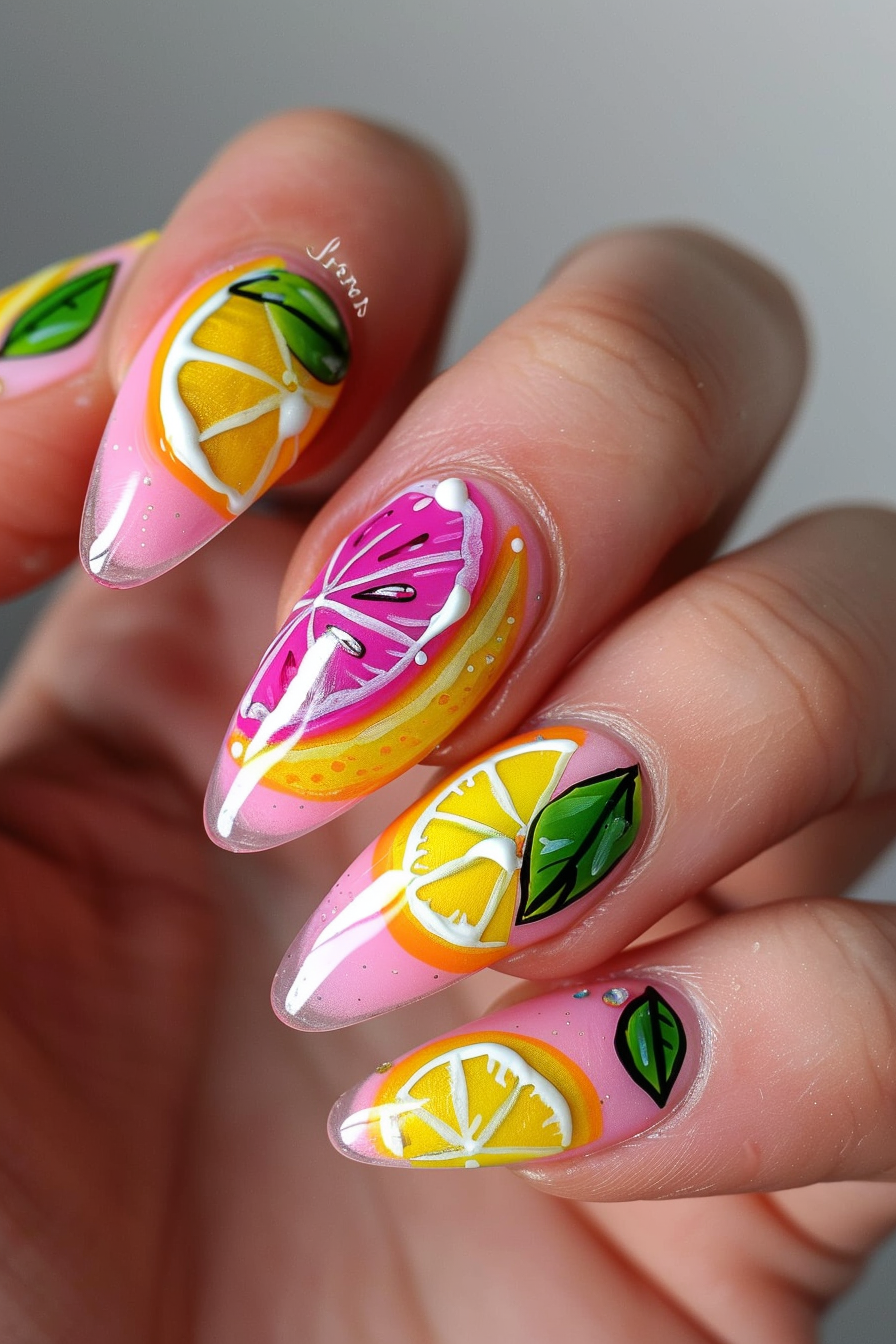 yellow-and-pink-nails