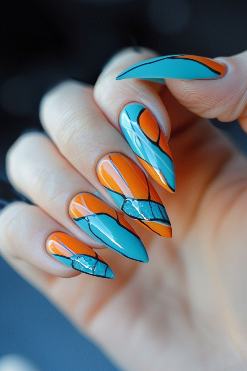 orange-and-blue-nails