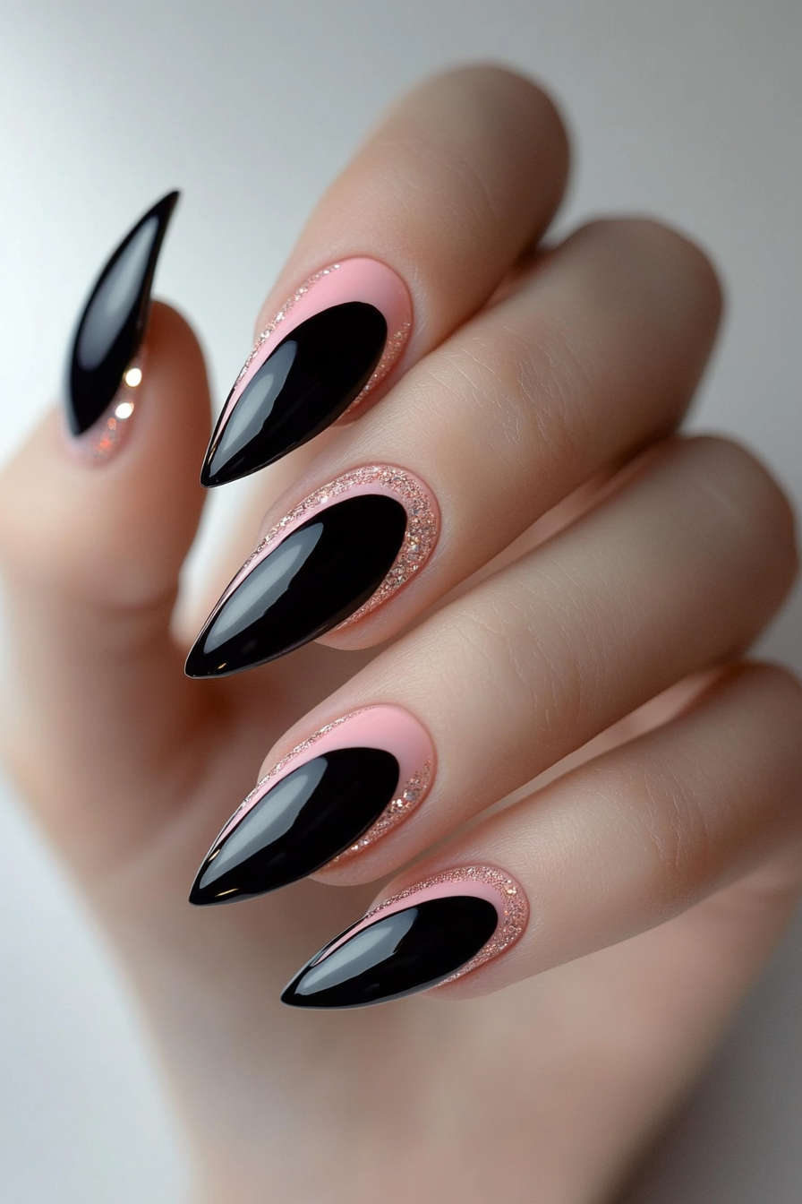 black-and-pink-nails-ideas