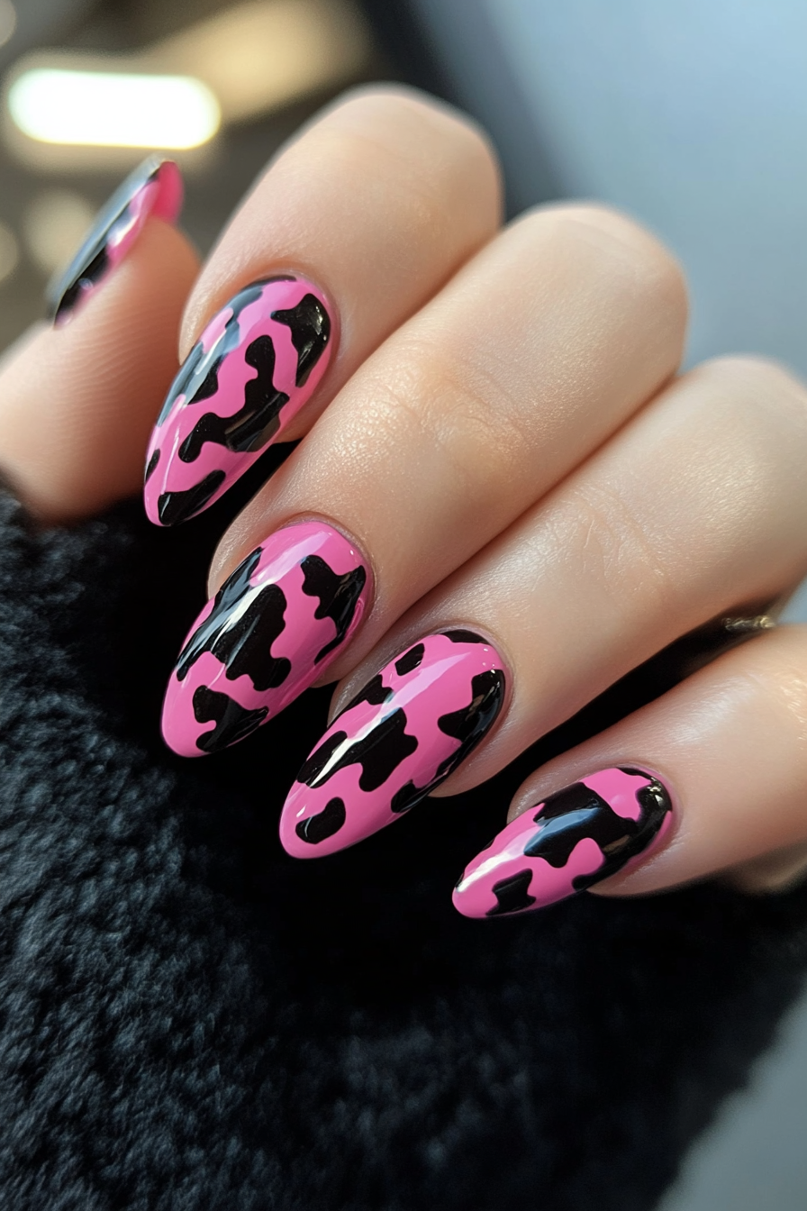 black-and-pink-nails-ideas