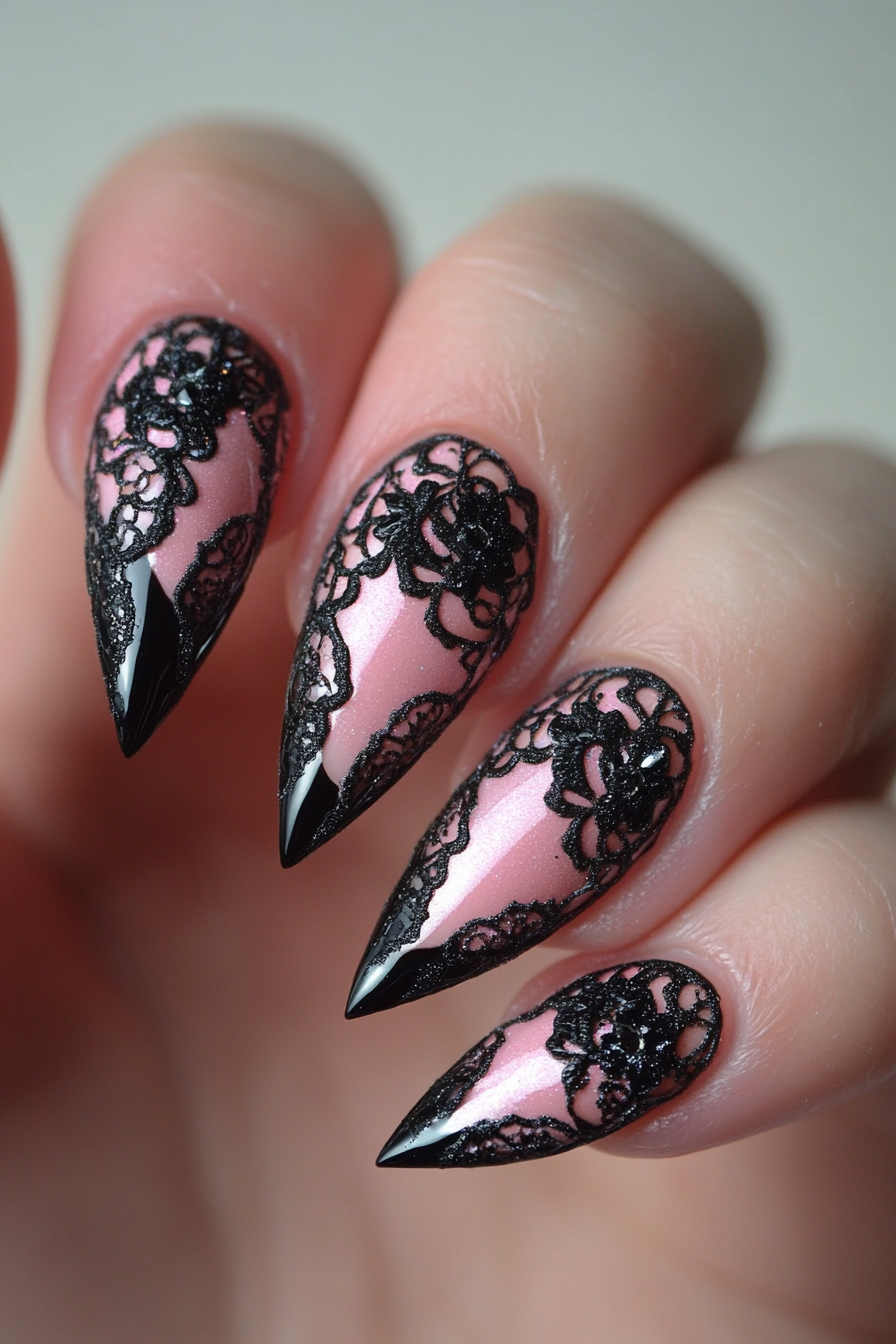 black-and-pink-nails-ideas