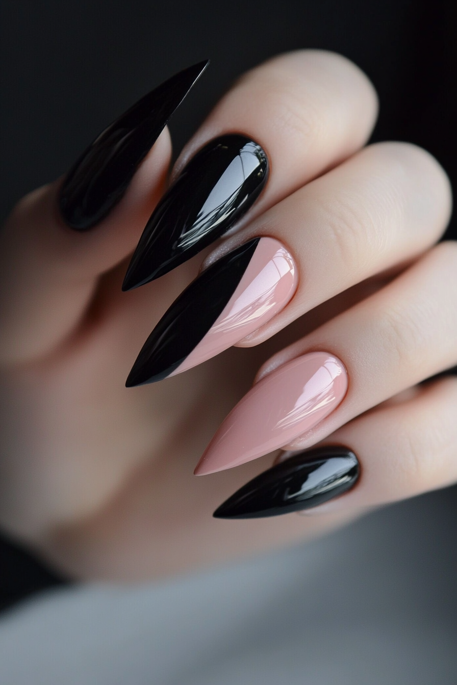 black-and-pink-nails-ideas