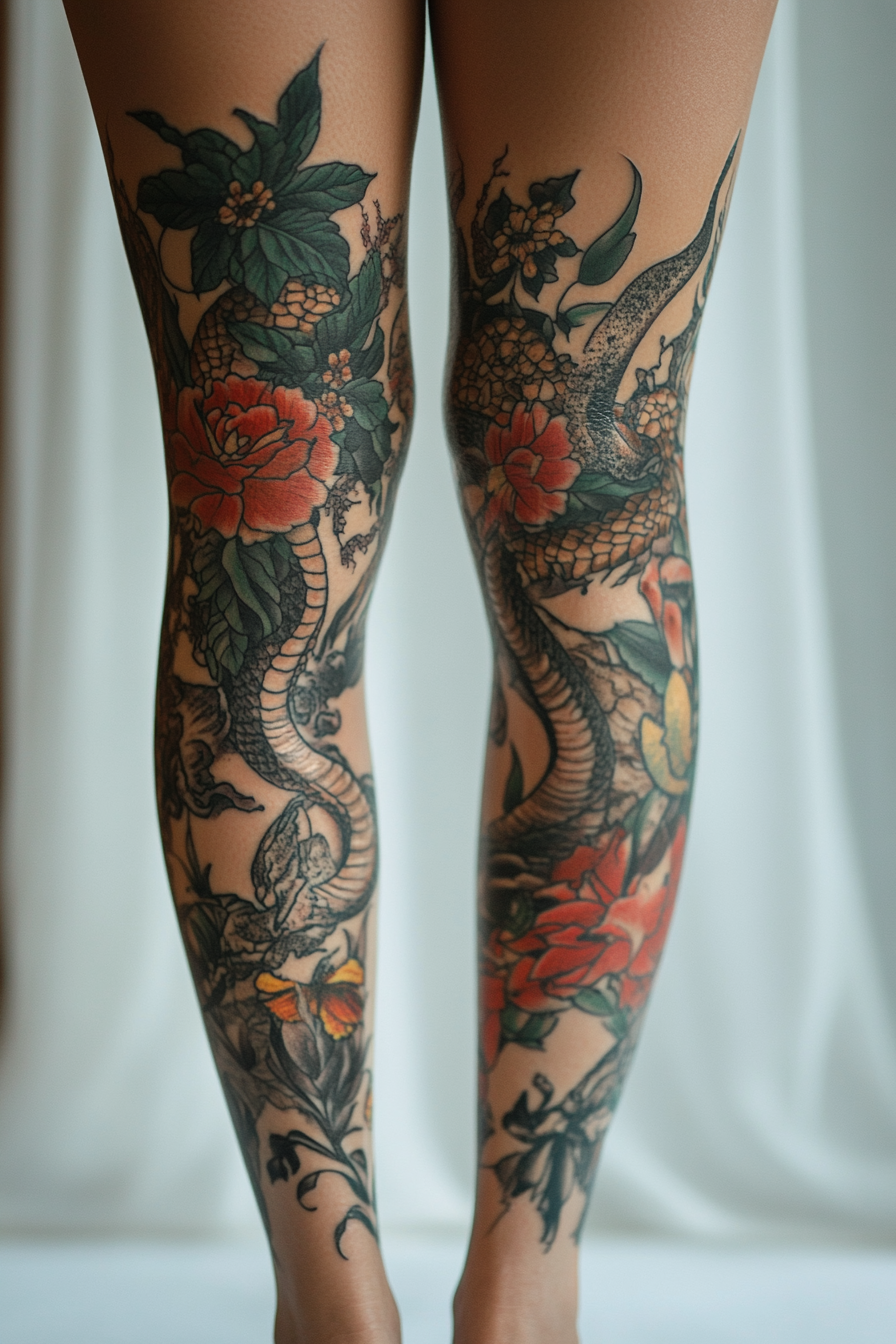 women-leg-sleeve-tattoo-ideas