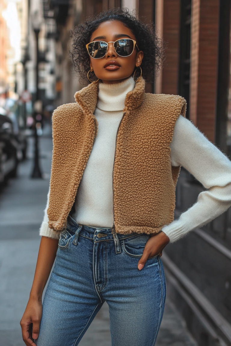9+ Cozy Sherpa Vest Outfits To Elevate Your Style