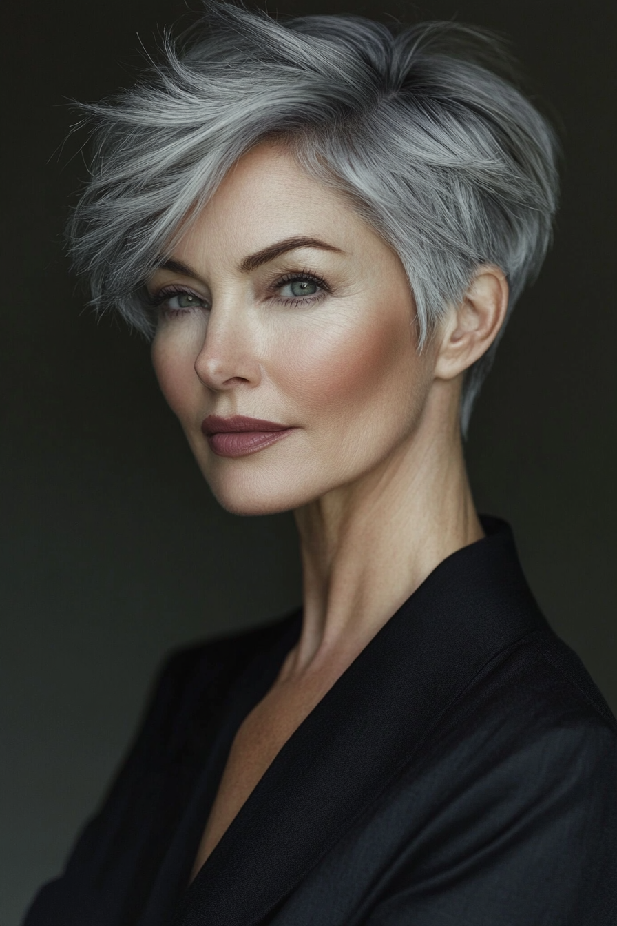 short-hairstyles-for-women-over-50-gray