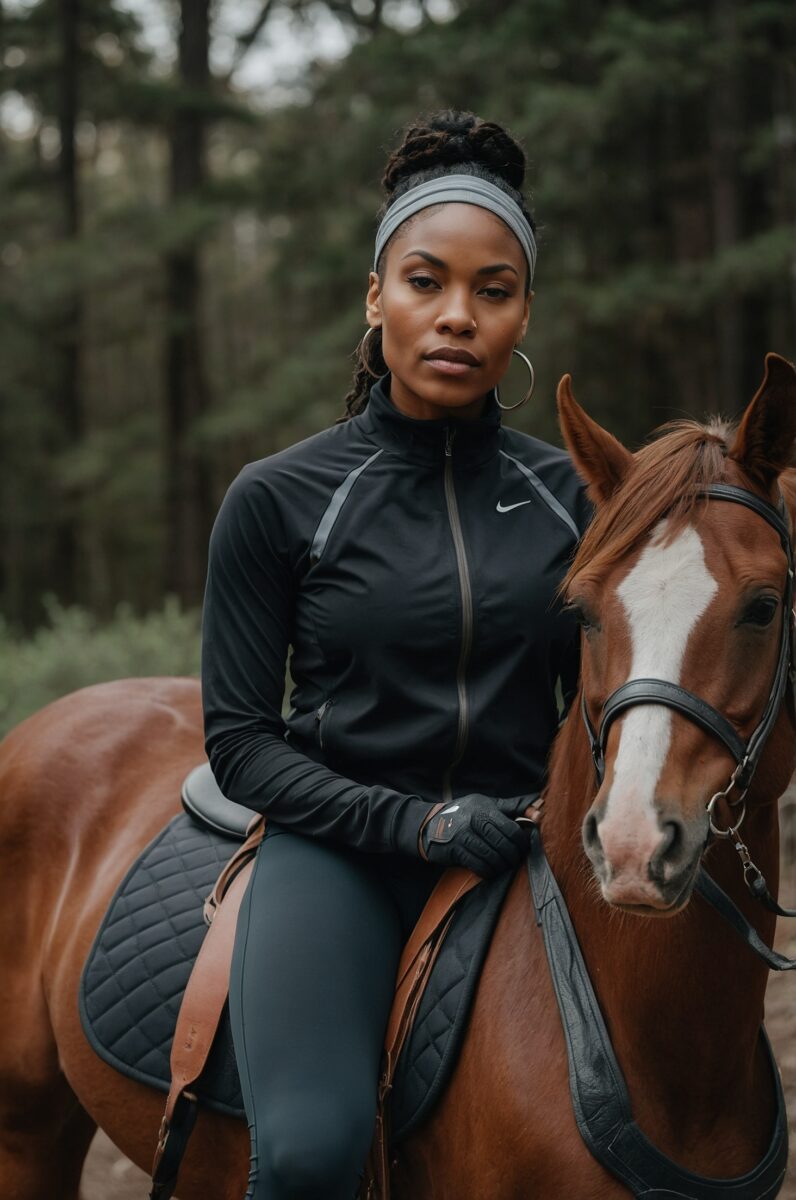 athleisure wear trail riding outfit for black