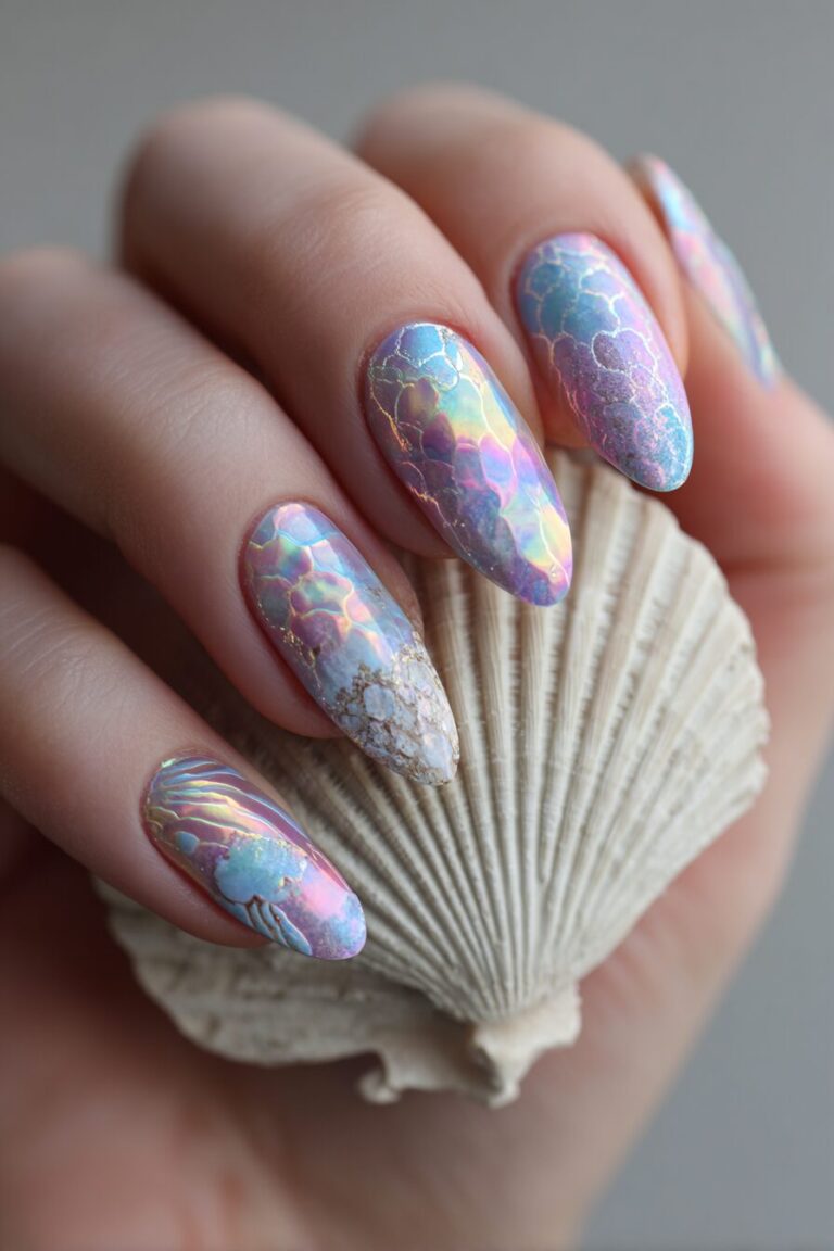 Creative Seashell Acrylic Nails To Showcase Your Style