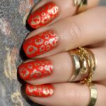 Stunning Red Nails With Leopard Print