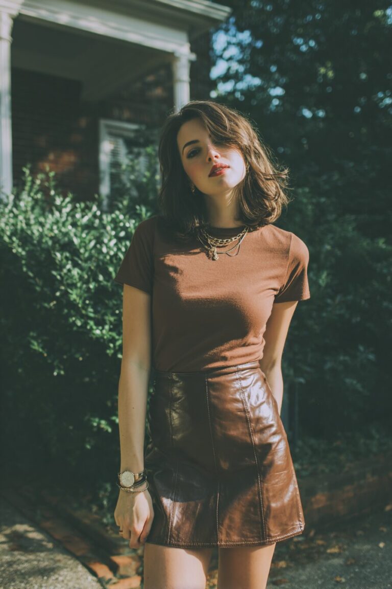 Don’t Miss Out On These Stunning Brown Leather Skirt Outfits!