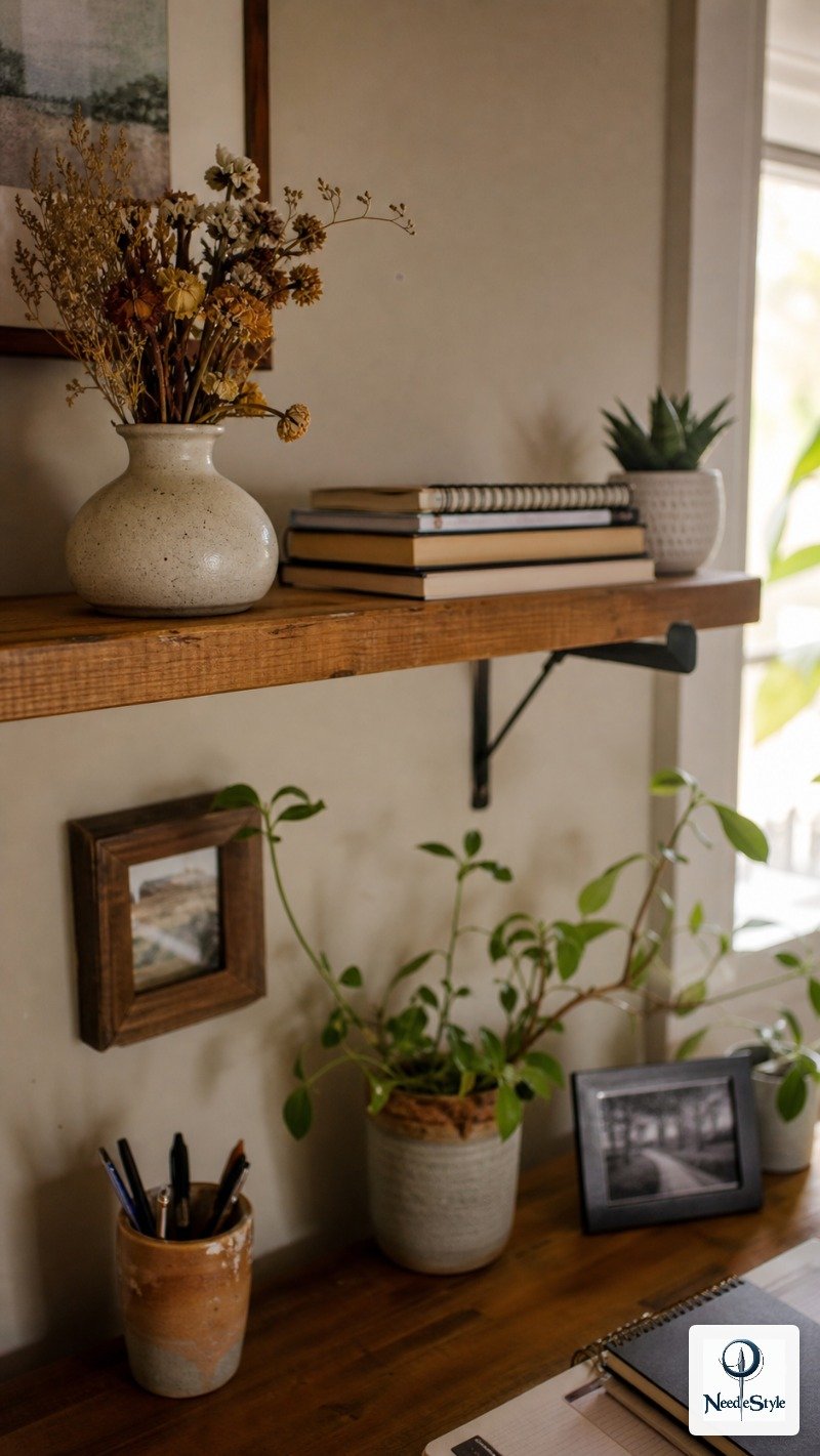 Floating Shelves Above Your Desk = Storage That Looks Like Décor