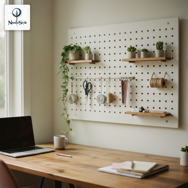 A Pegboard or Pin Board Keeps Inspiration Visible (And Off Your Desk)