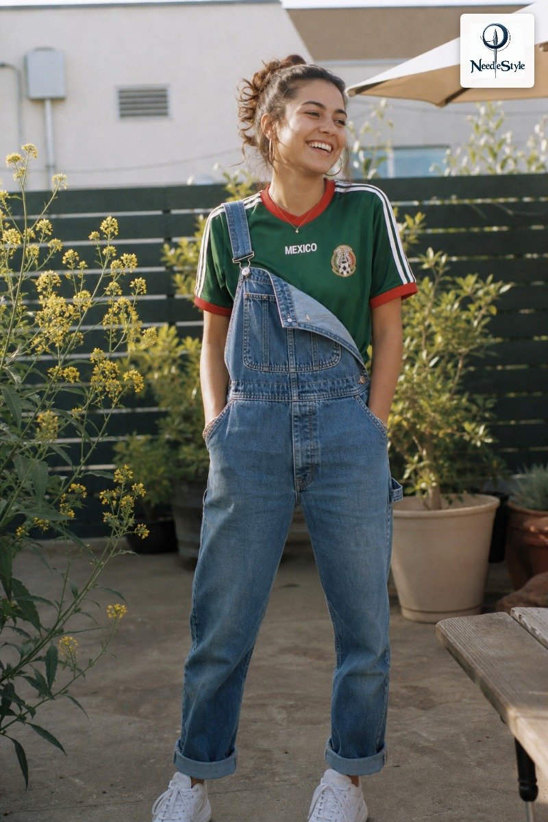 Layer Under Overalls for a Fun, Casual Look